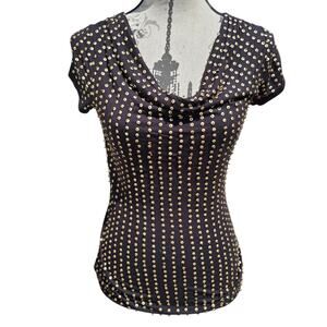 Y2k INC International Concepts Black Gold Sequin Top Size XS